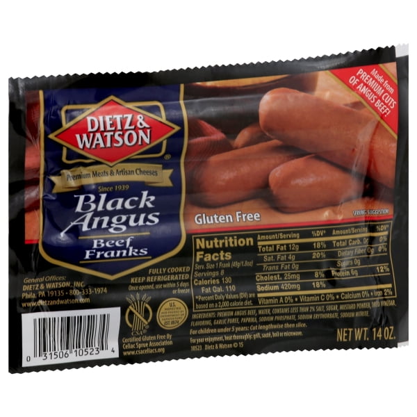 Dietz & Watson Black Angus Beef Hot Dog Franks 14 oz