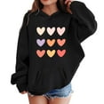 thumbnail image 3 of SonxaHe Toddler Girl Hooded Sweatshirt Long Sleeve Love Print Soft Comfy Overiszed Autumn Hoodie with Pocket Black,Sized 3-4, 3 of 3