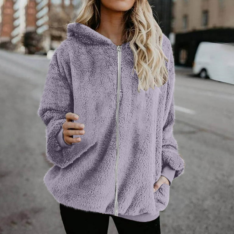 Women Sherpa Pullover Sweatshirt Long Sleeve Fluffy Soft Fleece