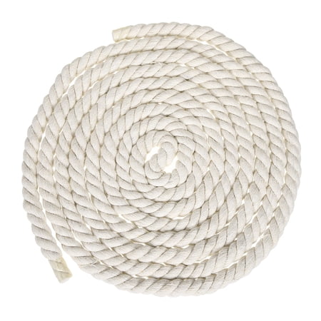 Uxcell 0.59" x 14.8 Feet Beige Cotton Rope 3 Strand for DIY Wall Hanging Knotting