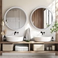 thumbnail image 5 of Magnifique Round Mirror for Bathroom with Wood Frame 28", White, 5 of 7