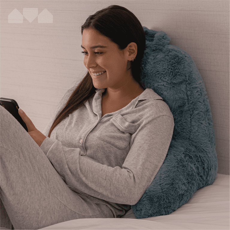Malu Extra Large Reading Pillow- Ergonomic Back Pillow for Bed+ Rolling Mat Neck Support- with Shredded Memory Foam- Sitting Up in Bed, Couch or