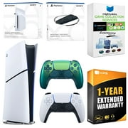 Sony PlayStation 5 Slim Digital Bundle with Disc Drive, Extra Controller, Vertical Stand, MightySkins Game Collection Services and 1 Year Extended Warranty - Chroma Teal
