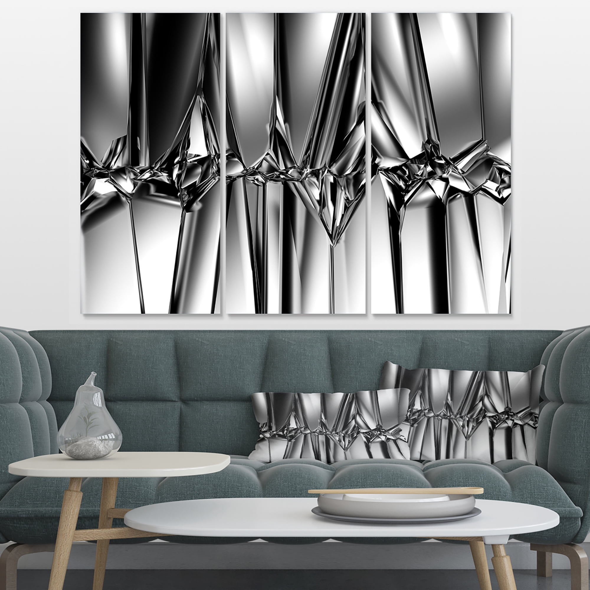Designart 'Black White Crystal Background ' Abstract Canvas Art Print