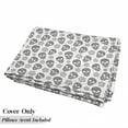 thumbnail image 5 of Skull Floor Pillow Lounger Cover, Abstract Floral Skulls Daisies Hearts Circles Illustration Vintage Style Print, Nap Mat Printed Fabric Case for 5 Pillows, 88" x 27", White and Black, by Ambesonne, 5 of 5