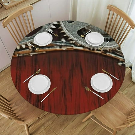 

Sheronv Gears Round Tablecloth 100% Polyester Stain-Resistant Washable for Indoor and Outdoor Dining Restaurant Wedding Party Picnic Kitchen Farmhouse Decor Various Sizes Available 54 -58