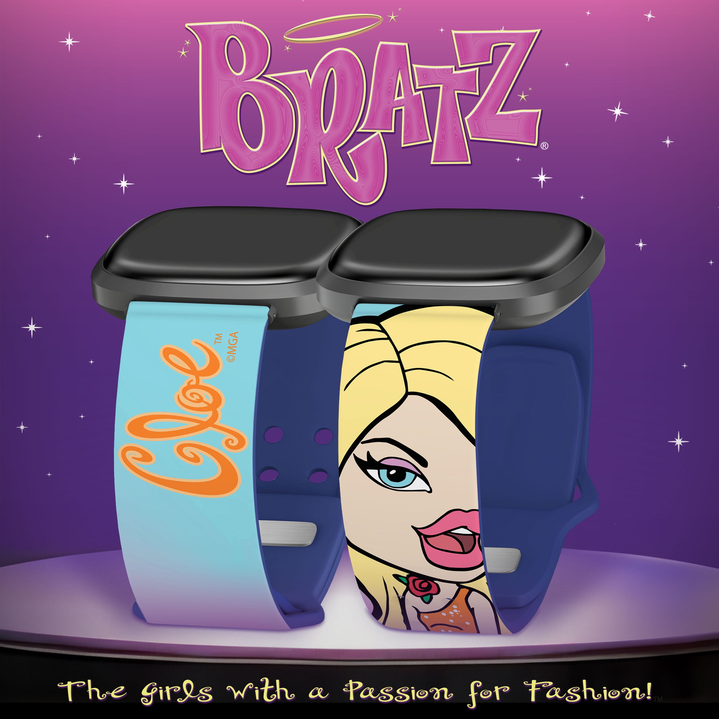 Bratz Passion For Fashion HD Watch Band Compatible with FitBit Versa 3 & Sense (20mm Long Cloe 2002) by Affinity Bands