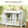 thumbnail image 6 of Demi Bonn 39" Modern Sideboard with Rubberwood Top, Buffet Cabinet with Storage Cabinets, Drawers and Adjustable Shelves for Kitchen, White, 6 of 7