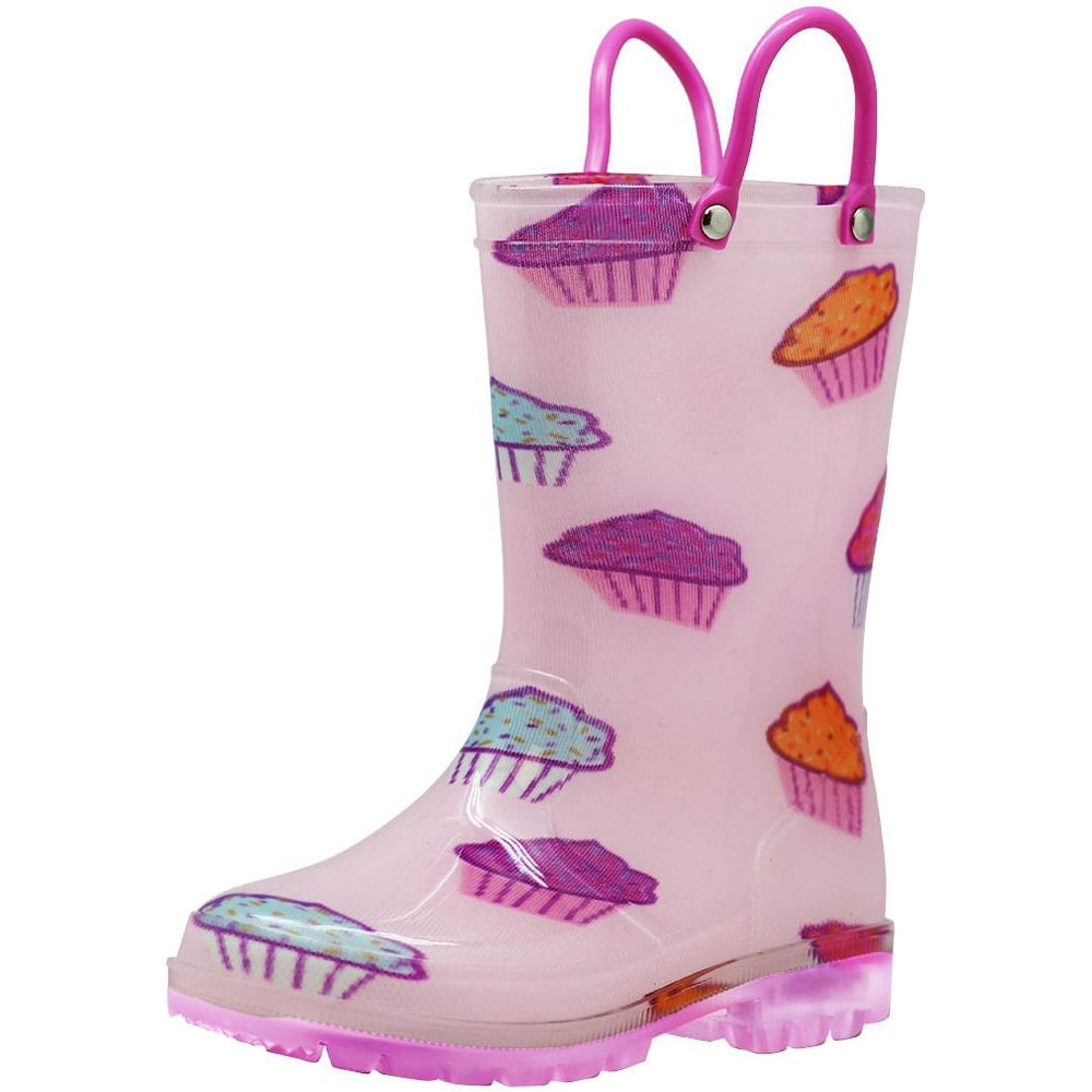 Norty Toddlers Little Big Kids Girls Waterproof PVC Light Up Rain Boots