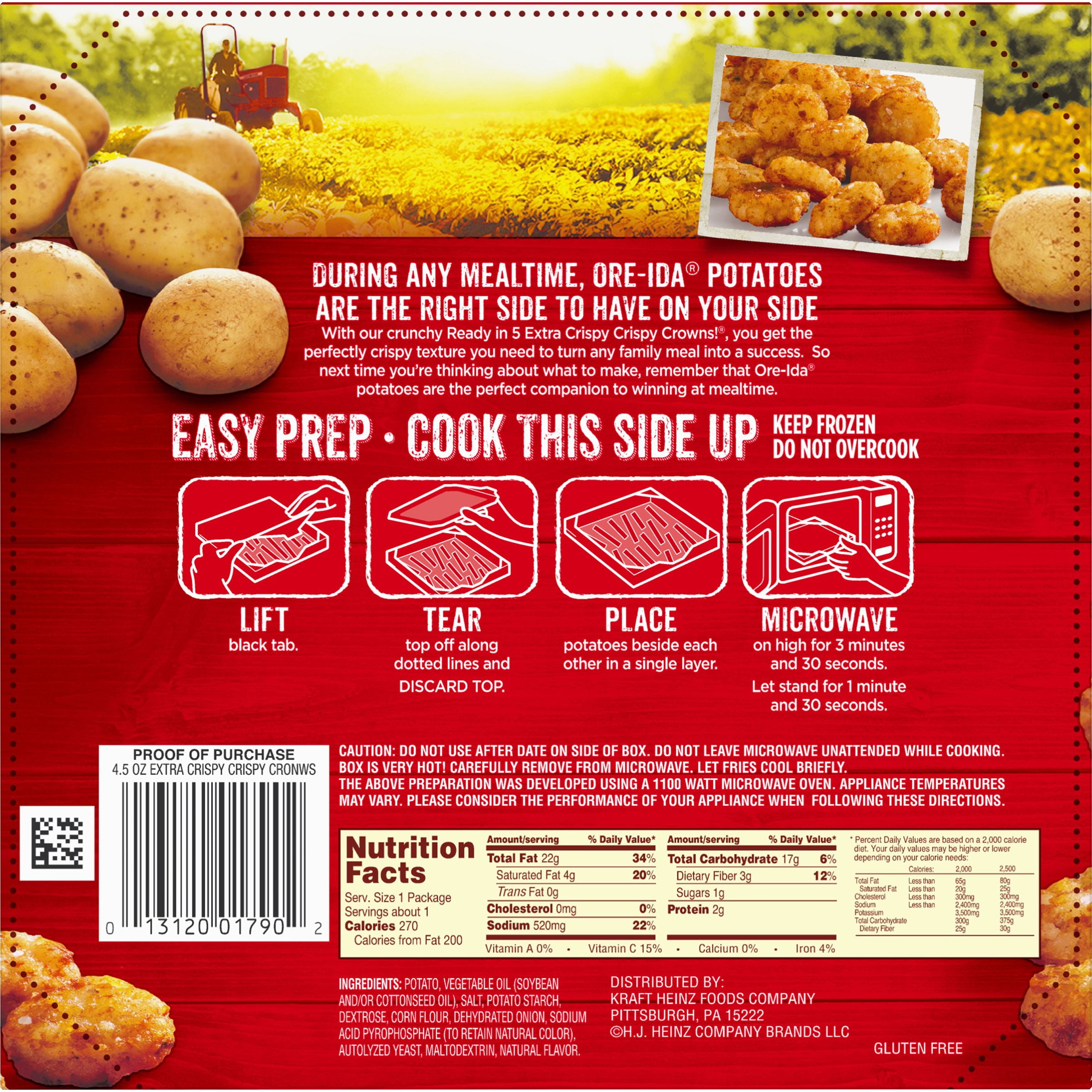 Ore Ida Ready In 5 Extra Crispy Crowns 4 Oz Box