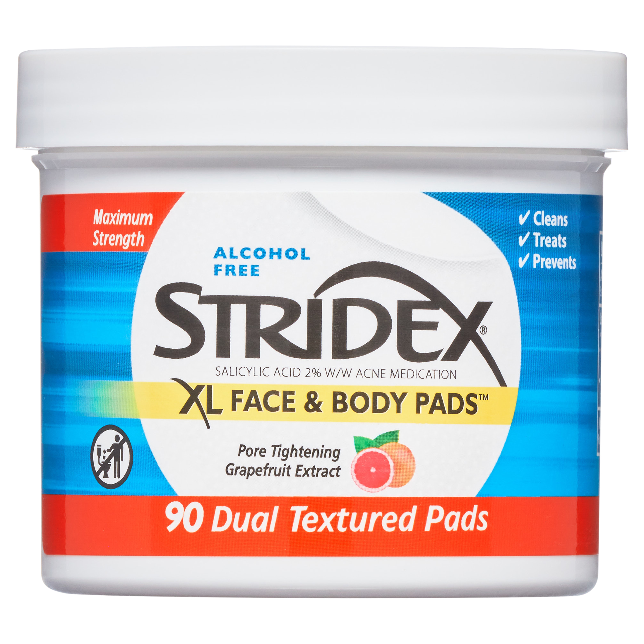 Stridex XL Acne Pads for Face and Body with Salicylic Acid, Alcohol Free, 90 Ct - image 3 of 12