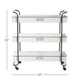 thumbnail image 4 of DecMode 32" x 35" White Metal Kitchen Rolling 3 Shelves Bar Cart with Black Accents and Farm House Design, 1-Piece, 4 of 11