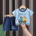 thumbnail image 2 of Xudanell Newborn Baby Boy Clothes Kids Print Boys Outfits Set Short Sleeved Tops Shorts Children Boys Set Sky Blue 5-6 Years, 2 of 4