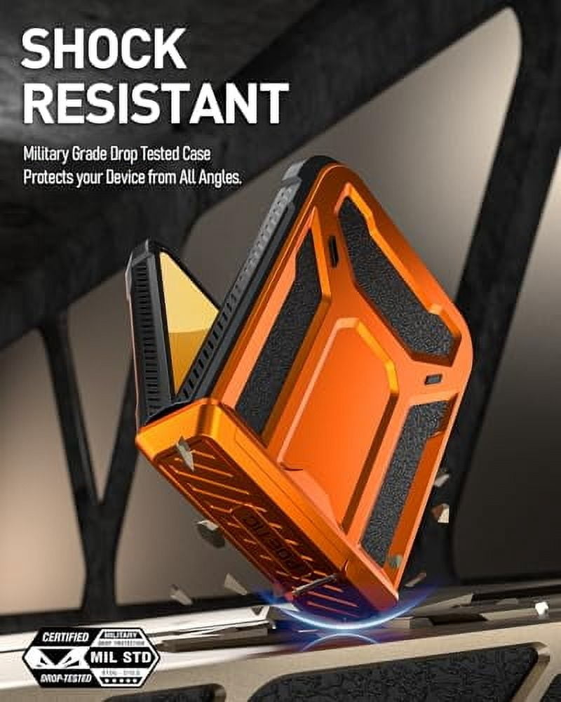 Poetic Spartan Case for Samsung Galaxy Z Flip 6 5G (2024) [Kickstand][Built-in Screen Protector] Metallic Orange