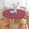 thumbnail image 3 of Stretchable Round Table Cover with Bohemian Floral Print - Colorful Elastic Hem Tablecloth - Fits 52-56 Inch, 3 of 7