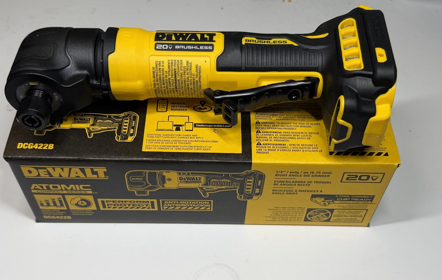 DEWALT 20V MAX ATOMIC Brushless Cordless 1/4 in. Right Angle Die Grinder (Tool Only) - DCG422B
