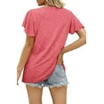 thumbnail image 4 of AherBiu Summer Tops for Women Cap Sleeve V Neck Casual Loose Comfy T Shirts Solid Color Tunic Blouse, 4 of 4