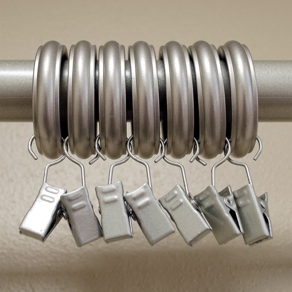 Lumino 1" Brushed Nickel Curtain Clip Rings (7 pack)