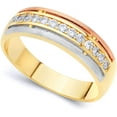 thumbnail image 1 of 14k Tri Color Gold Cubic Zirconia 6-mm Men's Wedding Band, 1 of 2