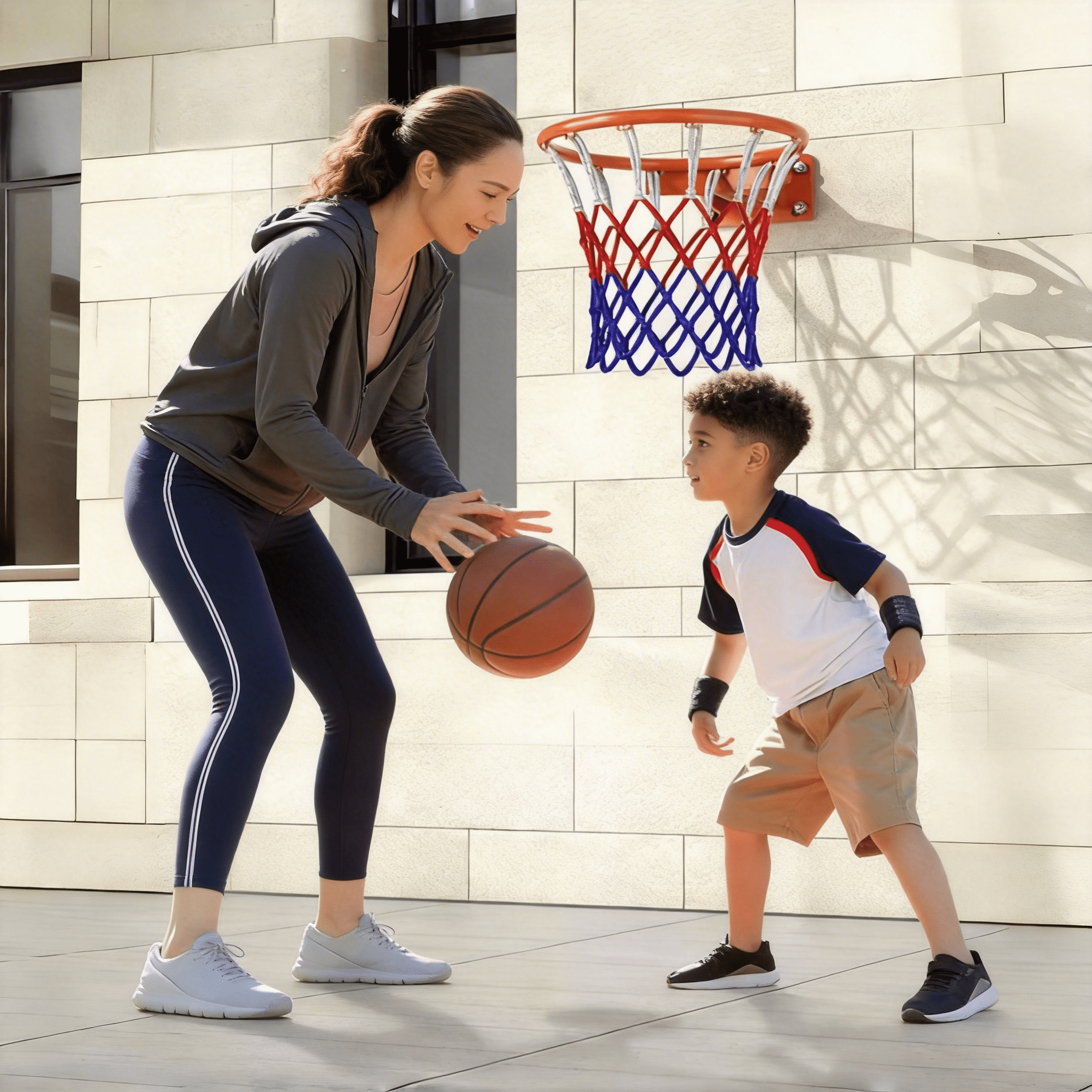 FirstAsk 18" Rim Basketball Hoop Backboard Wall Mounted, Basketball Goal, Indoor & Outdoor with Hand-Crank Adjustment, Classic Basketball Court, Teens, Adults, Schools, Parks