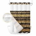 thumbnail image 2 of Black Golden Striped No Hook Shower Curtain Waterproof, Bathroom Curtains with Snap in Liners and See Through Top Window, Luxury Farmhouse Stripes Hotel Style Bathtub Curtains Shower 48"Wx72"L, 2 of 8
