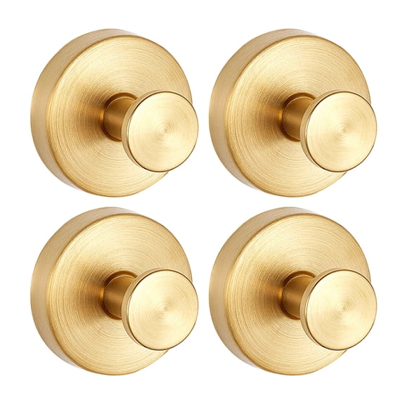 Brushed Gold Wall Hooks Round Base Modern Decorative Coat Hanger for Clothes Keys Towels 4PCS Gold 2"