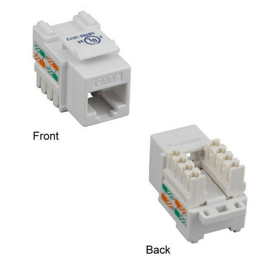 Kentek CAT6 Punch Down Keystone Jack RJ45 Category 6 Ethernet Network 110 Type White