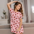 thumbnail image 3 of Kdxio flowers and ladybugs Pattern Womens Short Sleeve Sleepshirt Scoopneck Cute Nightdress Ruffle Comfy Nightgown, 3 of 6