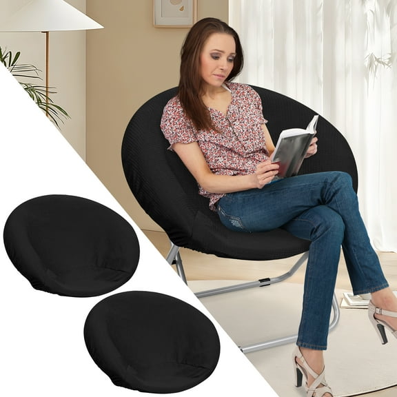 2Pcs Saucer Chair Cover Removable Round Moon Chair Protector High Elastic Papasan Cushion Cover Machine Washable