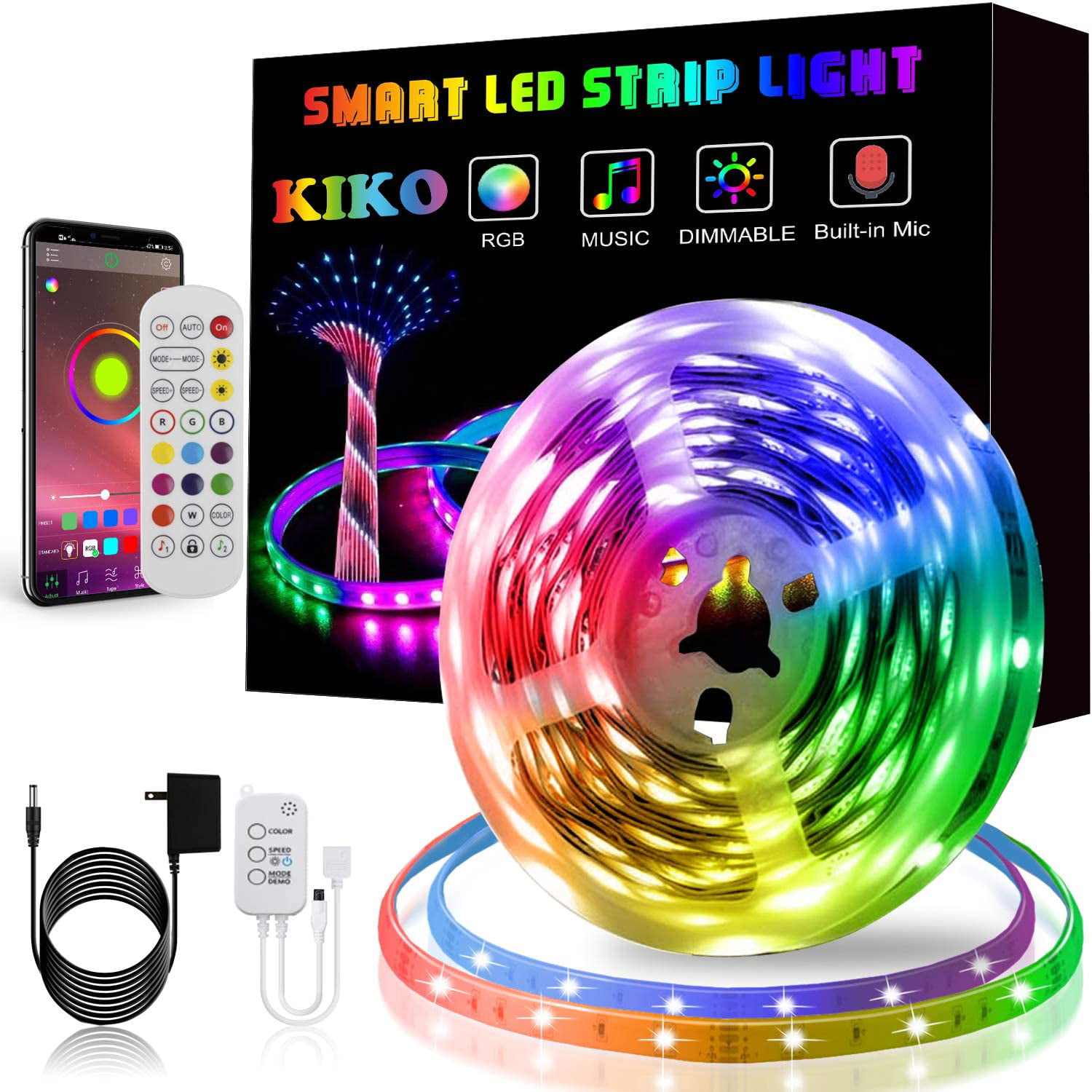 LED Strip Lights Color Changing LED Strip Lights 16.4ft SMD 5050 RGB Light Strips with Bluetooth Controller Sync to Music Apply for TV Bedroom Bar Party and Home Decoration