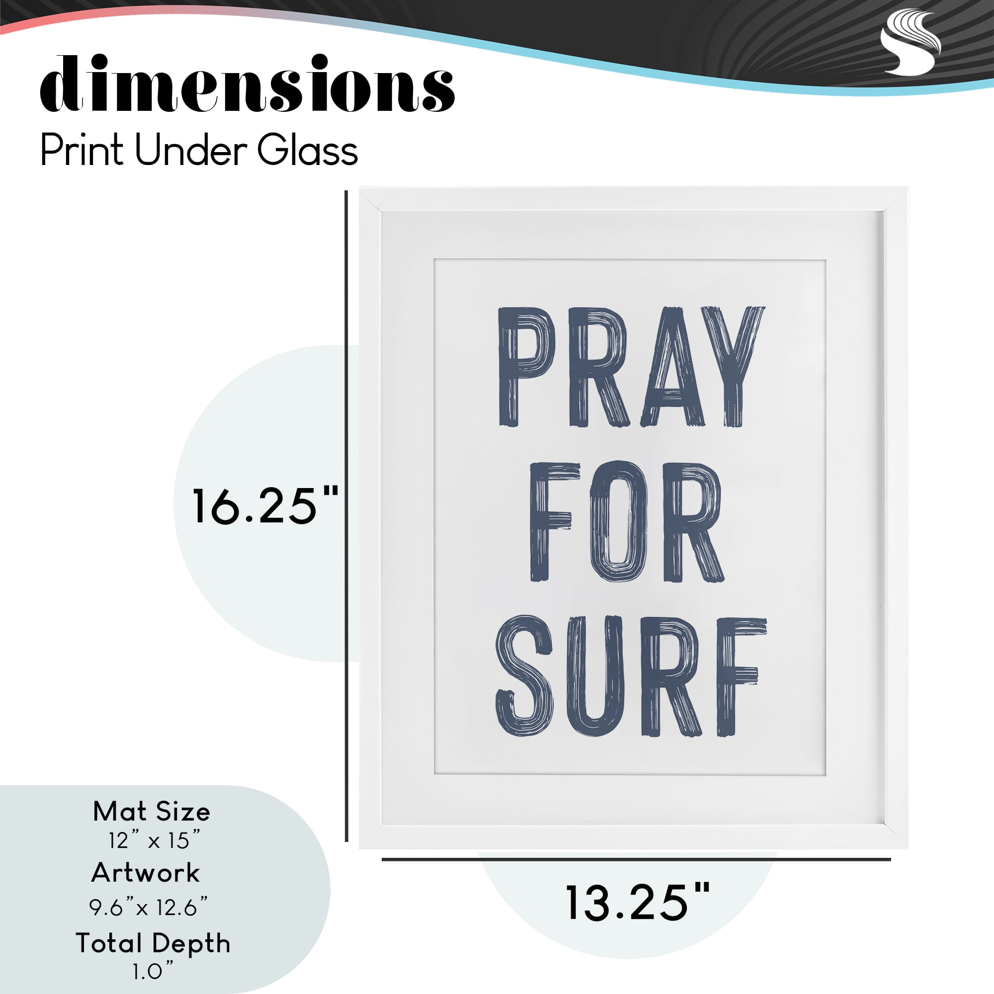 Summer Sentiment Pray For Surf White Framed Print Under Glass, design by Lettered and Lined