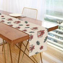 Yayeee Table Runner 90 inches Long Home Kitchen Dinning Party Decoration, Beige Christmas Gift Pattern