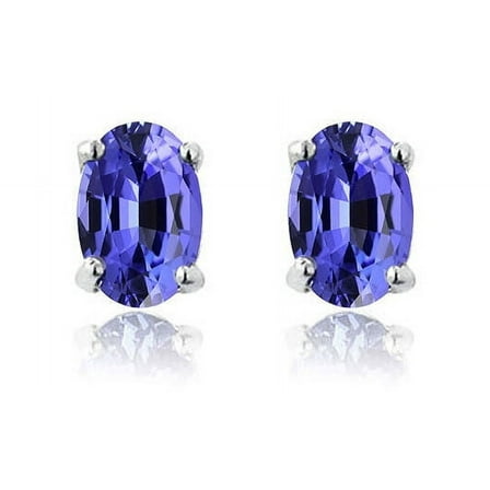 925 Sterling Silver 2.00ct Tanzanite Oval Stud Earrings Women