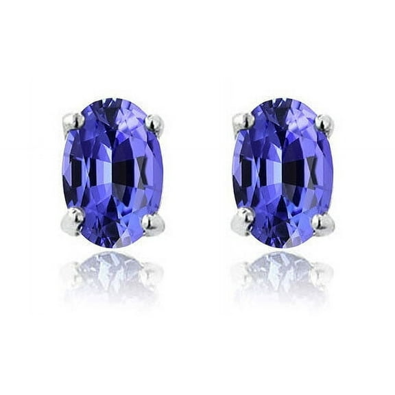 925 Sterling Silver 2.00ct Tanzanite Oval Stud Earrings Women