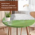 thumbnail image 6 of Sage Green Grey Fitted Tablecloth with Elastic Edged, Round Table Cloth for Dining Table, Oil Painted Abstract Geometric Modern Waterproof Oil Proof Table Cover for Indoor Outdoor 45"-54", 6 of 9