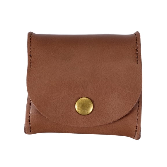 Uxcell Rustic Leather Coin Purse, Small Leather Pouch Unisex Small Pocket Pouch with Snap Closure Change Holder for Coins Jewelry Earphones Storage, Brown