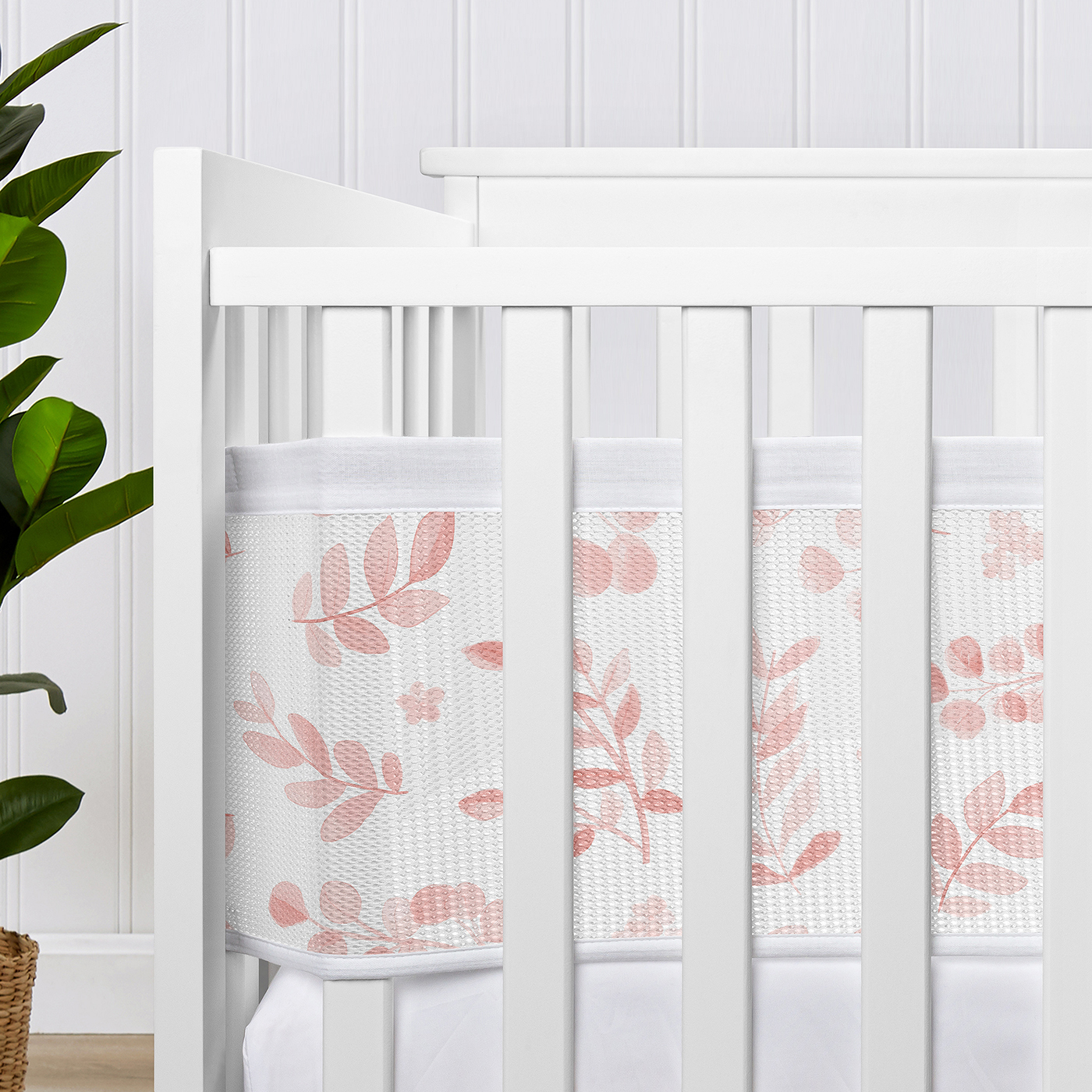 Sweet Jojo Designs + BreathableBaby Botanical Blush Pink Girl Breathable Mesh Crib Liner