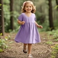 thumbnail image 5 of Gamivast Girls Dress Short Sleeve V Neck T Shirts Cute Casual Dress Summer Fashion Sun Dresses Vacation Casual Beach Dress Purple Placed Recently by Me Returns Online, 5 of 8