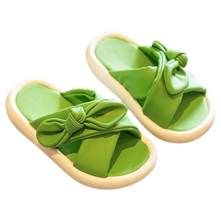 

dmqupv Toddler Girl Flip Flops Slippers Soft Cute Bow Slippers Cozy Open Toe Home Shoes Comfy Summer Girl Toddler Sandals Sandal Green 2.5