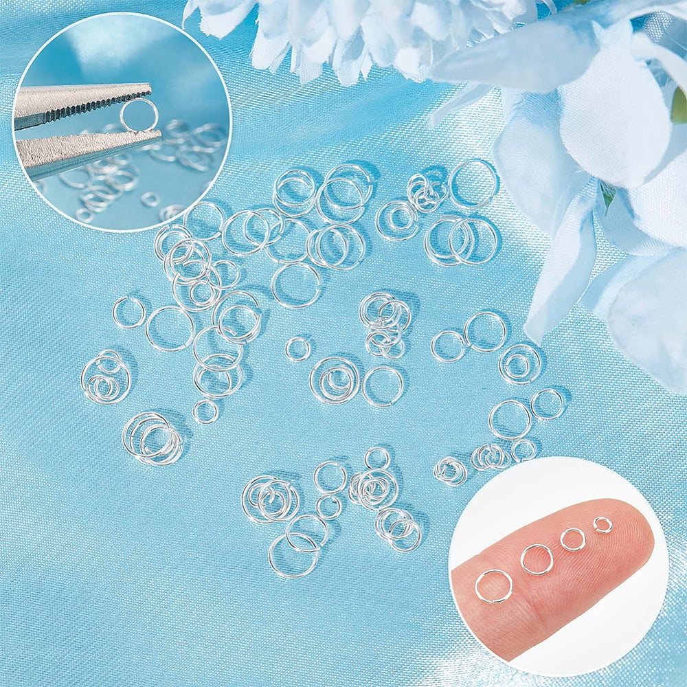 925 Sterling Silver Open Jump Rings Saw Cut Round Silver 3~6x0.5mm 24 Gauge Inner Diameter: 2mm 4style 30pcs/style 120pcs