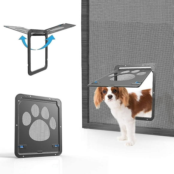Pet Door Screen Door Sliding Dog Door Lockable Cat Door Magnetic Automatic Closing Doggy Screen Door