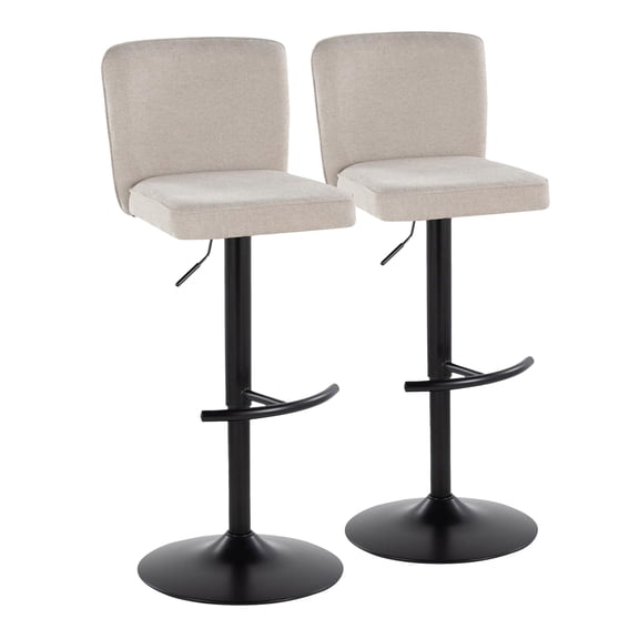 Henry Adjustable Barstool Set of 2 Swivel, Black Bar Stools, Bar Chairs, Swivel Bar Stools Set of 2 with Back, Bar Height Stools Set of 2 (Beige Fabric)