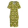 thumbnail image 4 of Vestido de fiesta estilo años 70 con bolsillos sueltos y estampado de círculos/puntos en verde oliva retro, vestidos de verano para mujer, 4 of 7