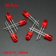 40pcs 5mm Red Round Diode Electronic Component Emitting Light 1.9-2.1V