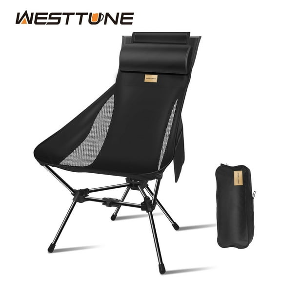 Outdoor Folding Chairs with Headrest and Storage Bag Lightweight Chair for Outside Camping Hiking Travel Beach Sports