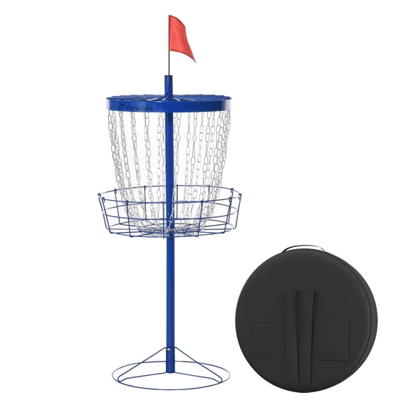 Disc Golf Basket Target, Portable 24-Chain Set with Carry Bag, Steel Frame, Outdoor Practice, Deep Blue