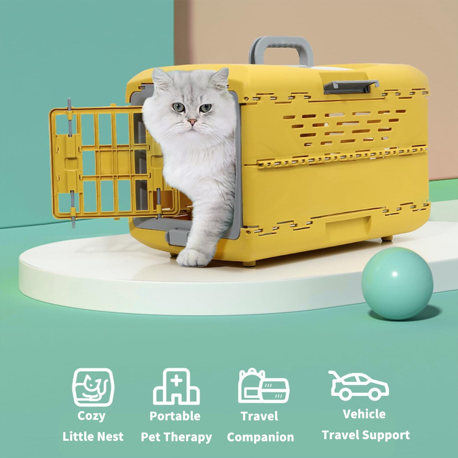 Foldable Pet Travel Carrier Crate for Small Dogs & Cats, 3s Setup, Breathable Design,18.9*11.8*12.5in (For Pets Up to 5kg/11lb), Ideal for Vet Visits, Car Rides, Indoor Use