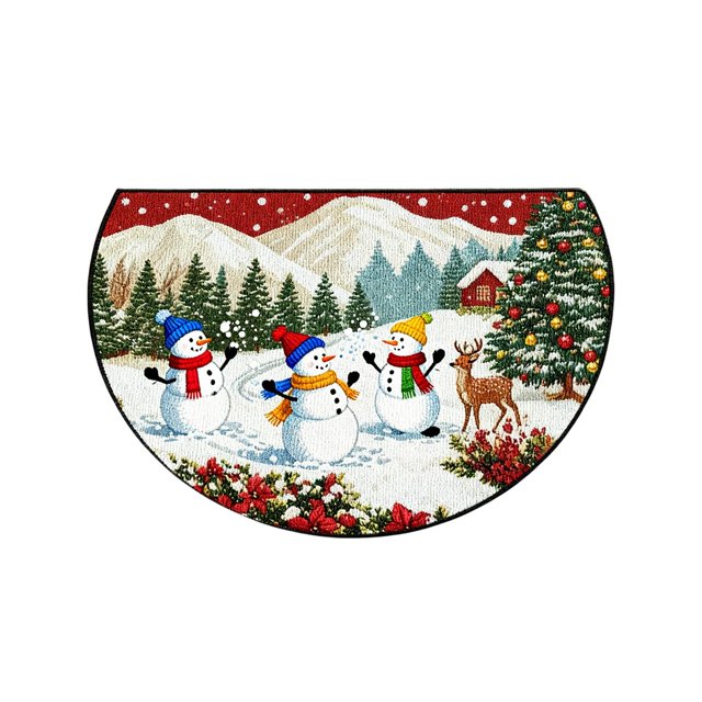 Decoraciones navideñas, adornos navideños, regalos navideños Alfombra navideña Puerta de entrada Felpudo semicircular Felpudo antideslizante absorbente para el hogar Felpudo a prueba de suciedad Felpu
