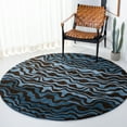 thumbnail image 2 of SAFAVIEH Soho Asa Geometric Wool Area Rug, Blue/Brown, 6' x 6' Round, 2 of 7