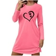 thumbnail image 2 of HongQid Women's Sleepshirt Dress Comfortable Nightshirt Nightgown Long Sleeve Love Heart Graphic Sleepwear, 2 of 6